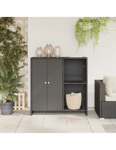 Armadio con lo scaffale con porta Nero 100 x 36 x 102 cm Rattan