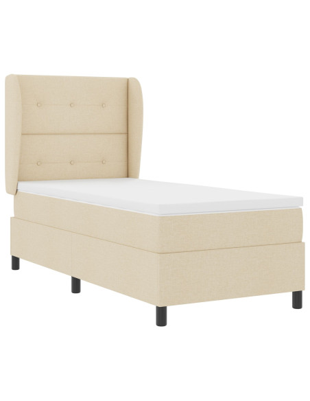 Letto a molle con materasso  Crema 90x200 cm Tessuto