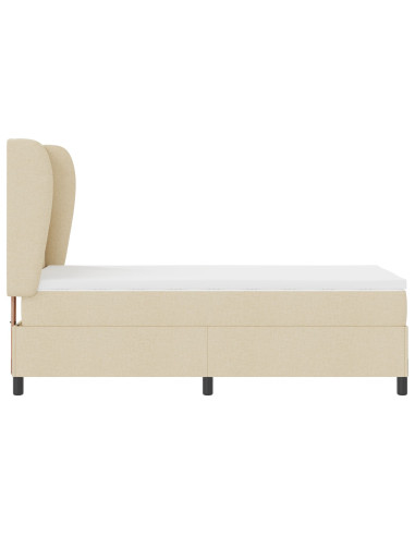 Letto a molle con materasso Crema 90 x 200 cm Tessuto