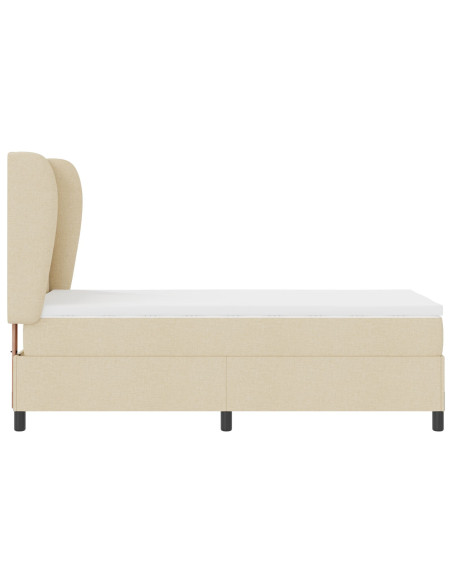 Letto a molle con materasso Crema 90 x 200 cm Tessuto