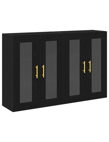 Armadio da Muro  Set di 2 Rovere Nero Legno ingegnerizzato