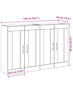 Armadi da Parete 2 pcs Rovere Nero 69,5 x 34 x 90 cm 2