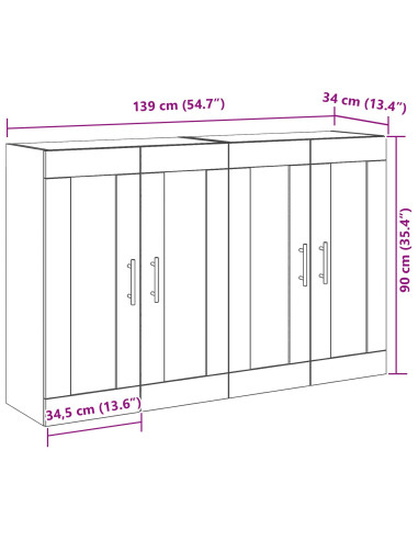 Armadi da Parete 2 pcs Rovere Nero 69,5 x 34 x 90 cm