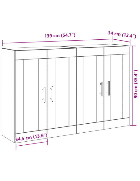 Armadi da Parete 2 pcs Rovere Nero 69,5 x 34 x 90 cm