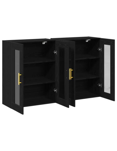 Armadio da Muro  Set di 2 Rovere Nero Legno ingegnerizzato