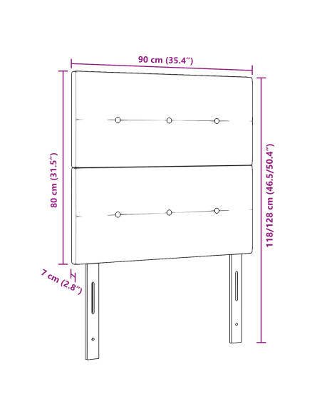 Testata LED  Blu scuro 90 cm Velluto
