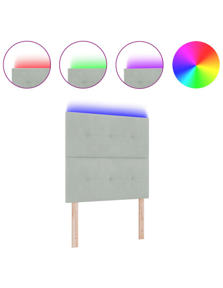 Testiera LED con testiera Grigio chiaro 100 cm Poliestere