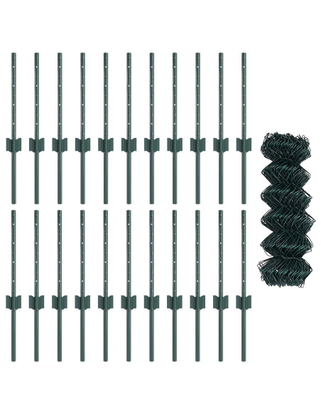 Recinzione a Maglia Metallica  con 22 Post U Verde 0.4x25 m in Acciaio