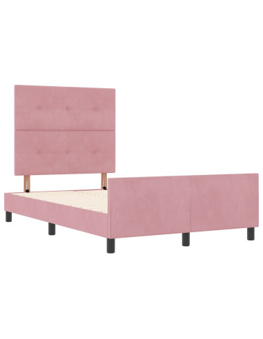 Letto a molle con testiera Rosa 120 x 200 cm Velluto