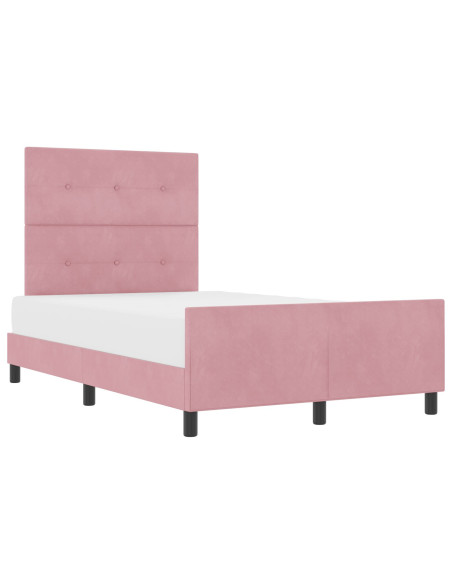 Letto a molle con testiera Rosa 120 x 200 cm Velluto