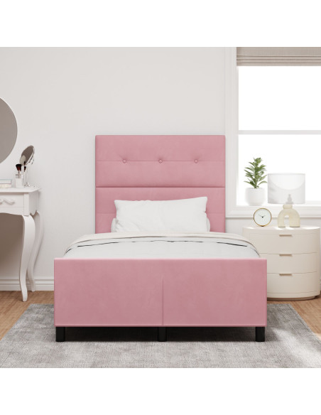 Struttura Letto in Velluto Rosa  120x200 cm