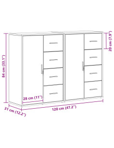 Credenza 2 pcs Legno vecchio 60 x 31 x 84 cm Legno multistrato 2