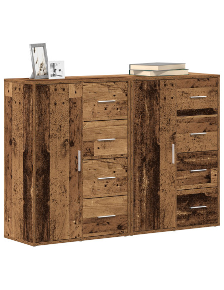 Credenza Set di 2 Legno invecchiato Legno massello Credenza