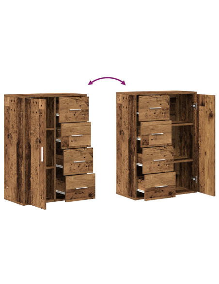 Credenza Set di 2 Legno invecchiato Legno massello Credenza