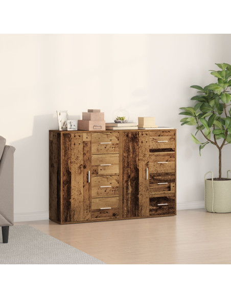 Credenza Set di 2 Legno invecchiato Legno massello Credenza