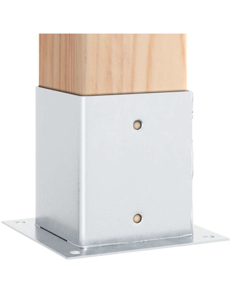 Basi per Pali Quadrate 4 pz Argento 121x121 mm Acciaio Zincato
