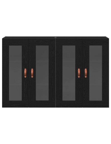 Armadio a Muro  Set di 2 Rovere nero Legno massello, vetro