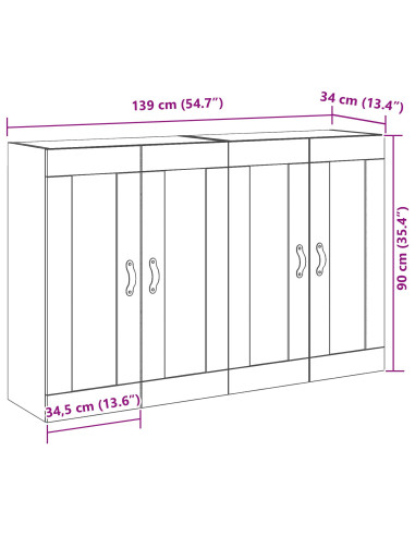 Armadi da Parete 2 pcs Rovere Nero 69,5 x 34 x 90 cm