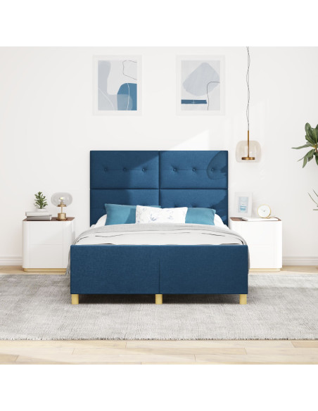 Struttura del letto con testiera Blu 160 x 200 cm Tessuto