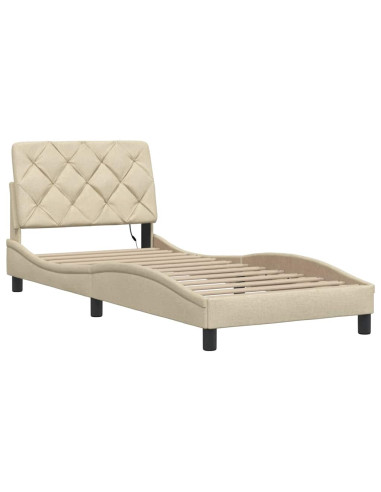 Giroletto con LED senza Materasso Crema 90x190 cm in Tessuto