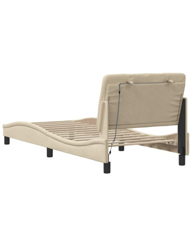 Giroletto con LED senza Materasso Crema 90x190 cm in Tessuto