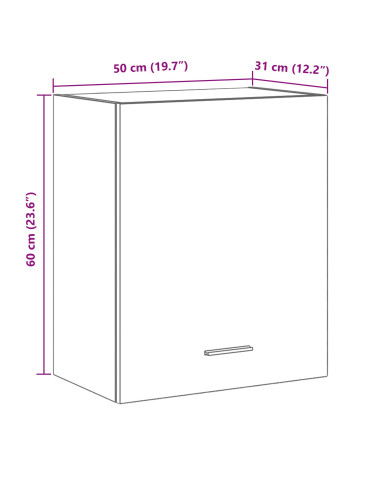 Armadio pensile con porta Riga Rovere nero 50 x 31 x 60 cm