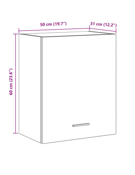 Armadio pensile con porta Riga Rovere nero 50 x 31 x 60 cm