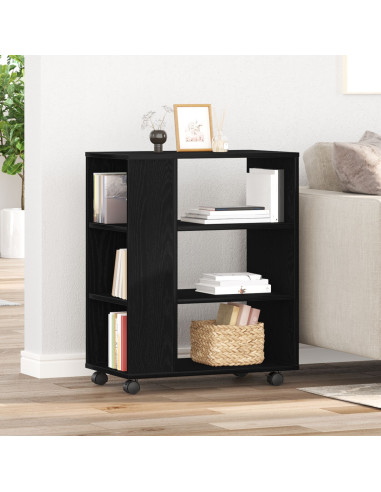 Armadio con ruota Rovere Nero 60 x 35 x 75 cm Legno multistrato