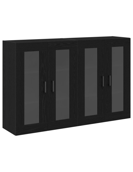 Armadietto a muro Set di 2 Rovere nero Legno ingegnerizzato, Vetro