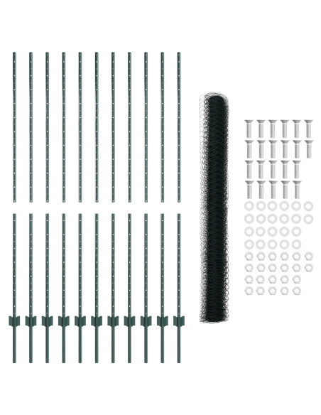 Set di Recinzione da Giardino Set di 2 Verde Metallo 25 x 1,5 m