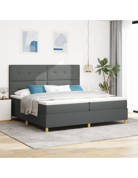 Letto a box spring  con materasso grigio scuro 200x200 cm in tessuto