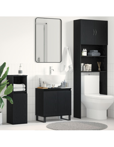 Armadio per Lavabo da Bagno Rovere Nero 58 x 33 x 60 cm