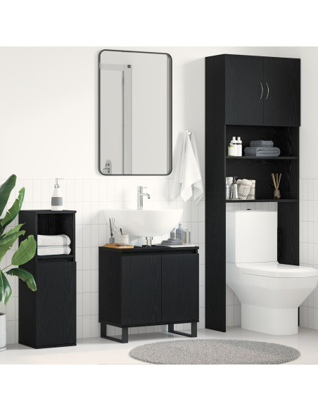 Armadio per Lavabo da Bagno Rovere Nero 58 x 33 x 60 cm