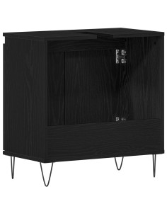 Armadio per Lavabo da Bagno Rovere Nero 58 x 33 x 60 cm 2