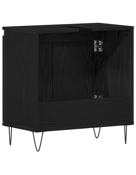 Cabinet da bagno  Nero Rovere 58x33x60 cm Legno ingegnerizzato