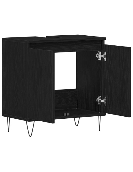 Armadio per Lavabo da Bagno Rovere Nero 58 x 33 x 60 cm