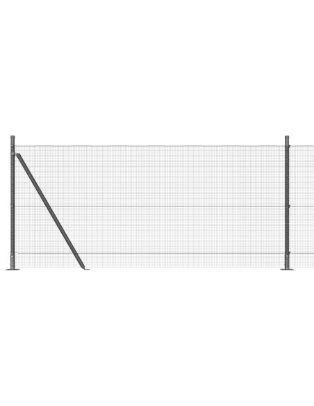 Recinzione in Rete Saldata  con 13 Pali Flangiati Grigia 1.6x25 m Acciaio