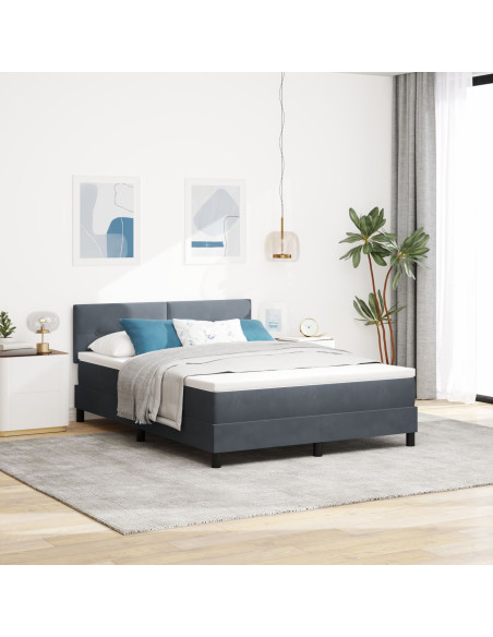 Letto con Box Spring e Materasso Grigio Scuro 140x190 cm Velluto