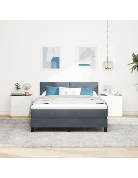 Letto a molle con materasso Grigio scuro 140 x 190 cm Velluto