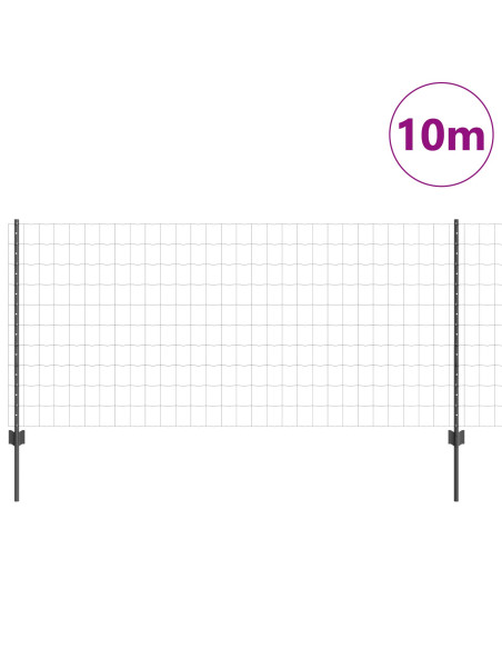 Recinzione con Posto Grigio 1 x 10 m Acciaio e PVC