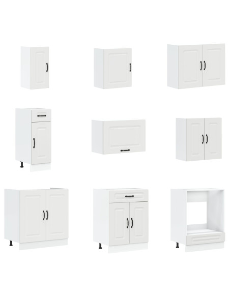 Armadio da cucina  ""Kalmar"" con doppi lavelli in legno ingegnerizzato bianco