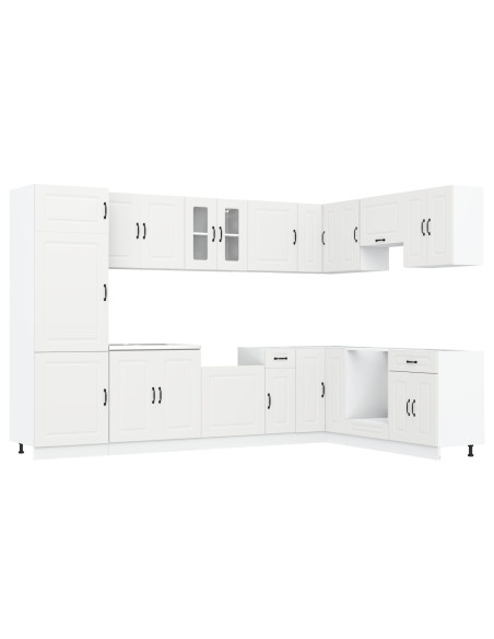 Armadio da cucina  ""Kalmar"" con doppi lavelli in legno ingegnerizzato bianco