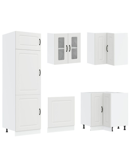 Armadio da cucina  ""Kalmar"" con doppi lavelli in legno ingegnerizzato bianco