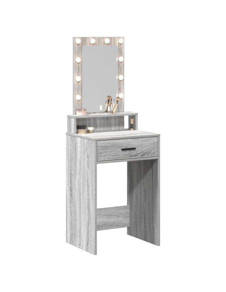 Toeletta  con luci LED Grigio Sonoma 50x41x140 cm