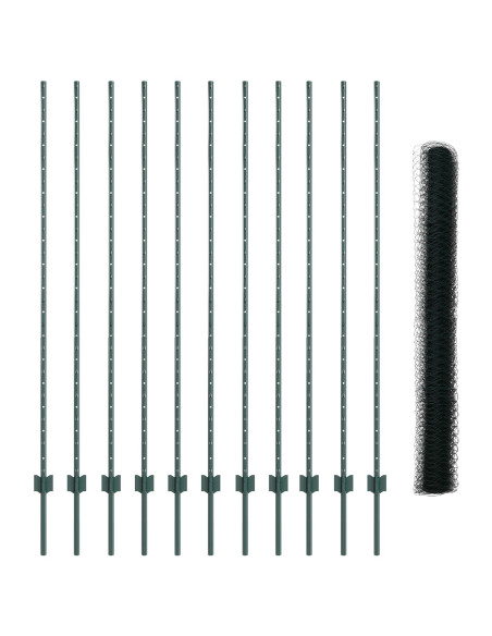 Set di Recinzione da Giardino Set di 2 Verde Metallo, Plastica