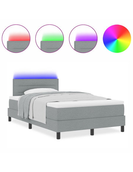 Struttura Letto  con Materasso Grigio Chiaro Tessuto 120 x 200 cm