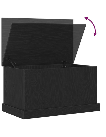 Box di Stoccaggio  Nero Rovere 70x40x38 cm Legno Ingegnerizzato