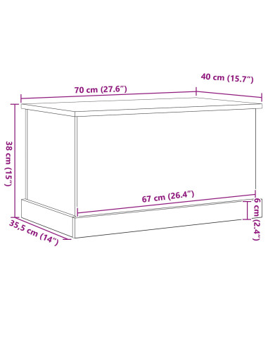 Scatola di Stoccaggio Rovere nero 70 x 40 x 28 cm