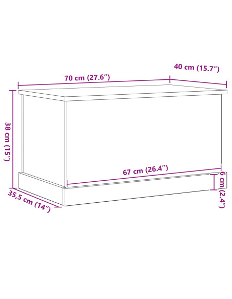 Box di Stoccaggio  Nero Rovere 70x40x38 cm Legno Ingegnerizzato