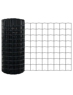 Recinzione con Posto Grigio 0,6 x 10 m Acciaio e PVC 2